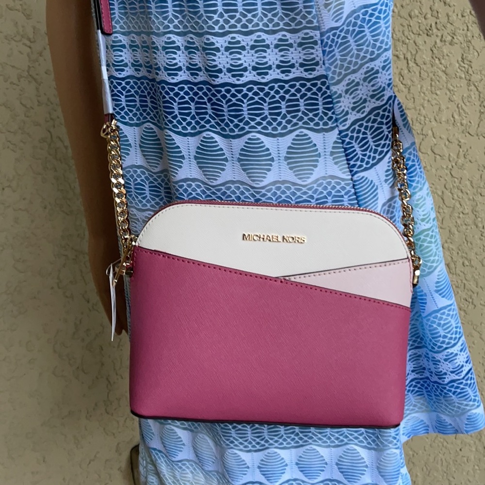 Michael Kors Jet Set Travel Medium Dome Crossbody Rosewood Leather - Picture 11 of 16